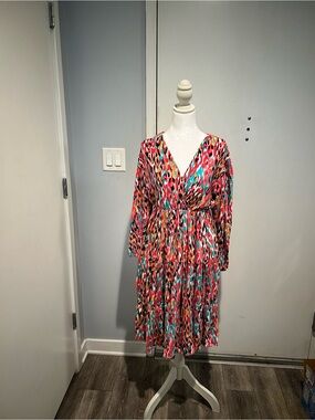 & Other Stories Multicolor V-Neck Midi Dress